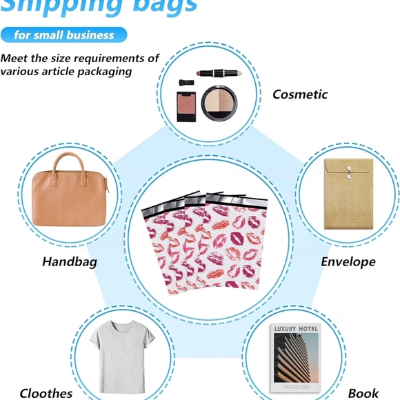 Poly Mailers 14.5"x19" Pink & Red Lips- 25 Pack - Picture 6 of 6